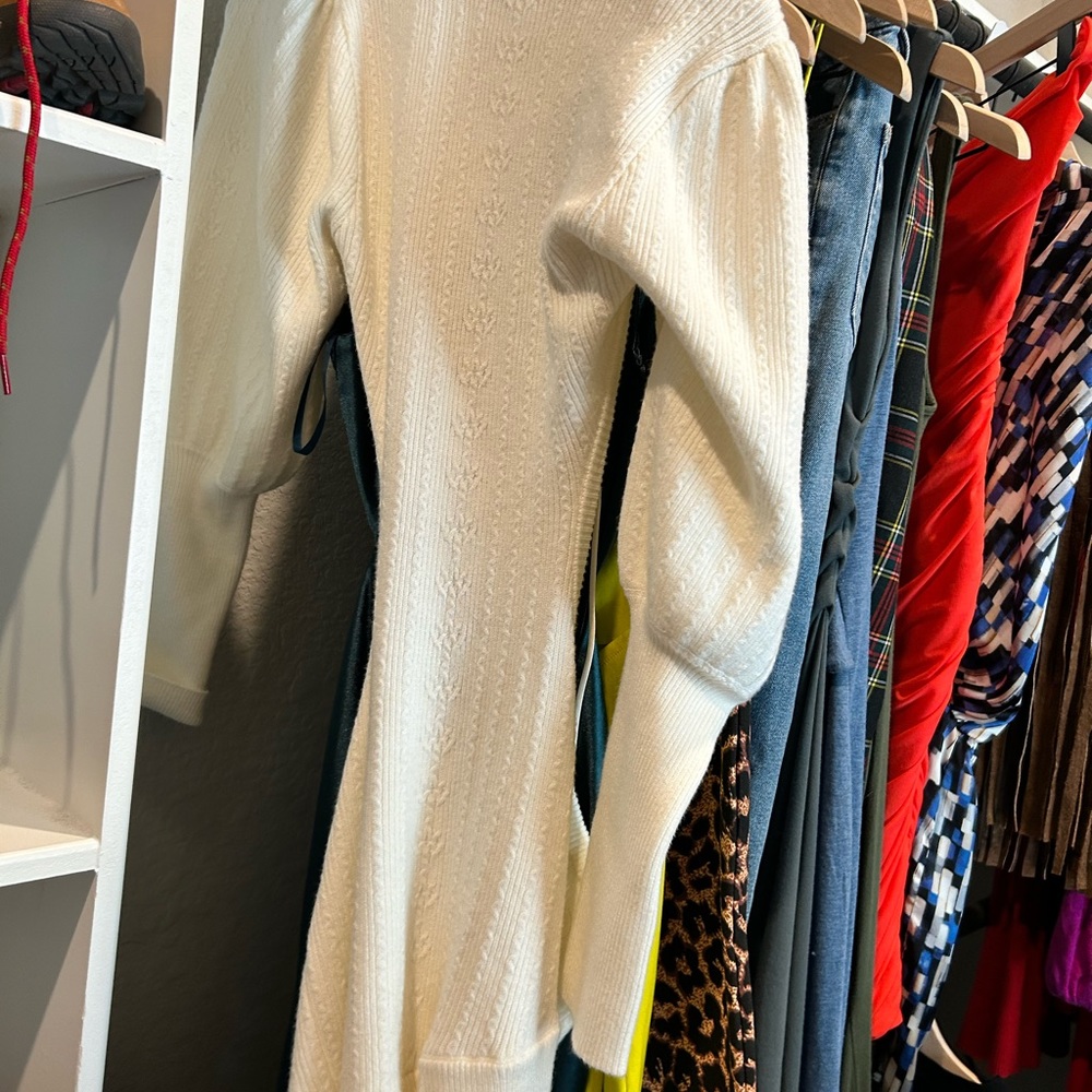 ASOS short sweater dress with back tie detail. White. Small/medium